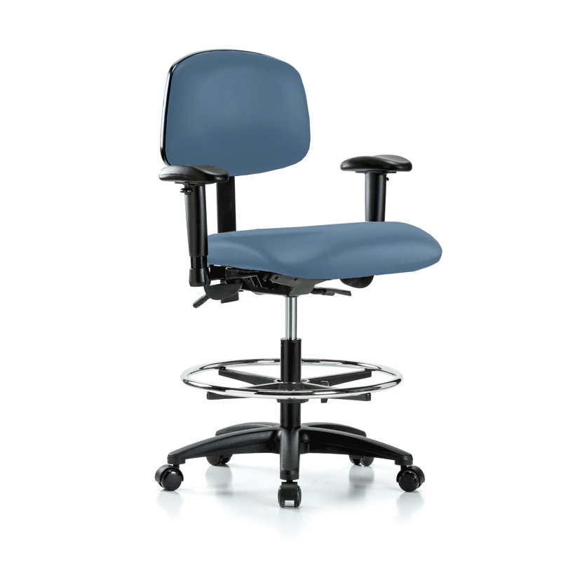 Chaise de bureau polyvalente avec accoudoirs réglables et repose-pieds PERCH | Hauteur du banc élevé: 24 à 33,5 po