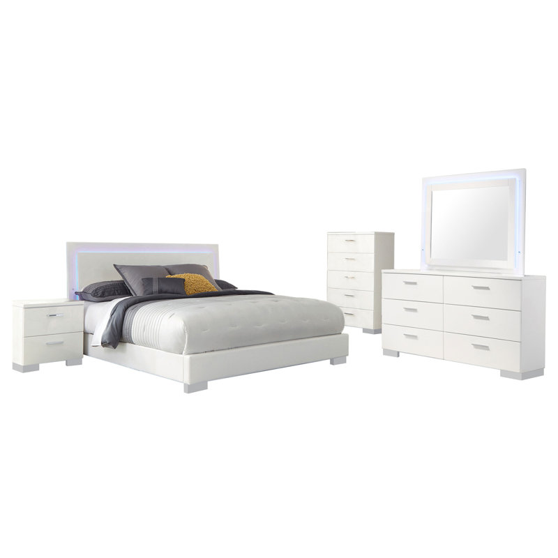 Ensemble de chambre avec grand lit 5 pièces Cleary, Grand