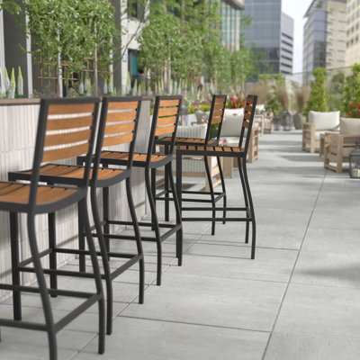 Tabouret de bar d'extérieur toutes saisons de qualité commerciale avec repose-pieds Aubreonna