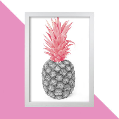 Black And Pink Pineapple Abstract - Print
