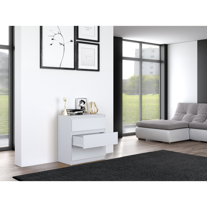 Traynor 70cm W 3 - Drawer Chest of Drawers, White