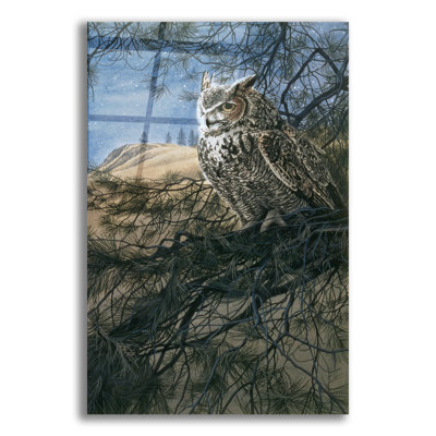 «Great Horned Owl 2» par Ron Parker, art mural en verre acrylique