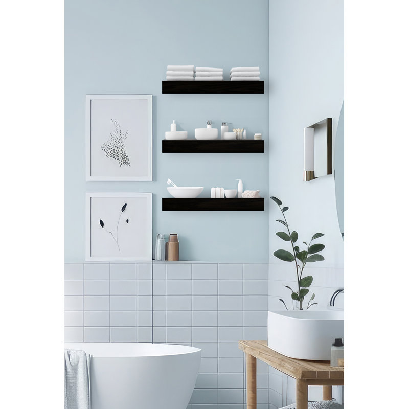 3 Piece Oak Floating Shelf, 3" H x 13" W x 4" D