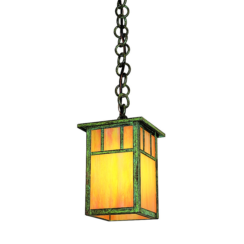 Huntington 1 - Light LED Outdoor Hanging Lantern, Double T-bar, Antique Brass, Gold White Iridescent
