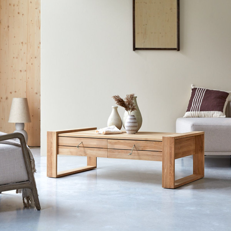 Nasrine Solid Wood Sled Coffee Table