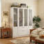 Armoire 6 portes 2 tiroirs avec zone de suspension et compartiments de rangement Sebi