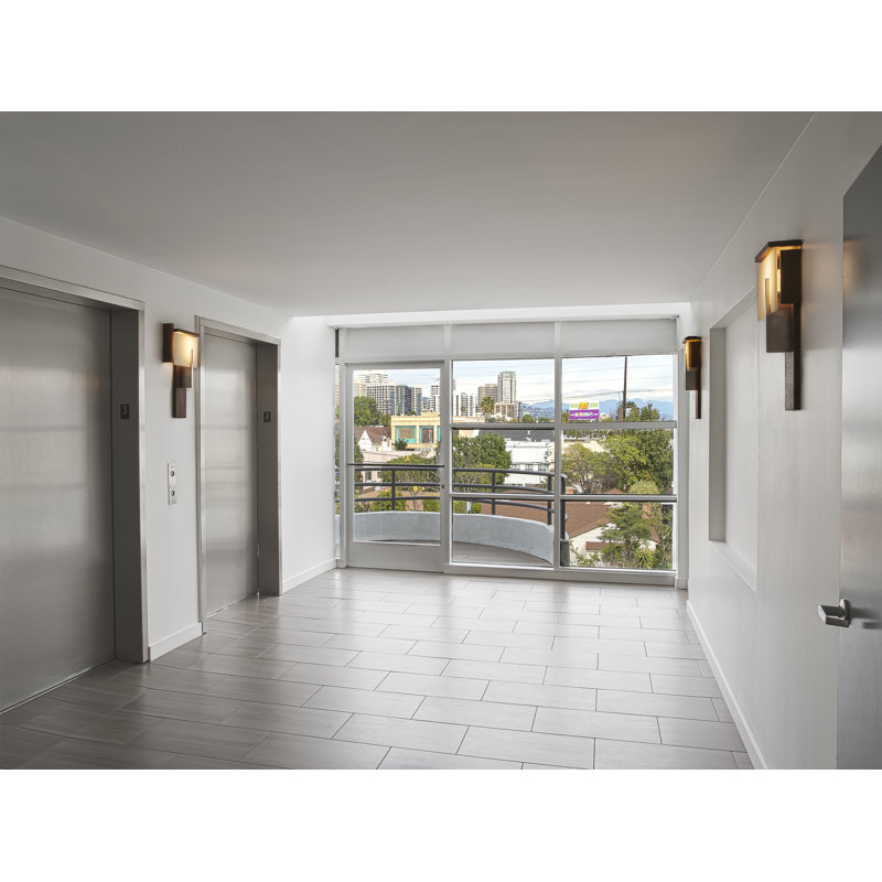 Oris LED Flush Mounted Sconce, Dark Stained Walnut, Brushed Aluminum/Dark Stained Walnut, 3500K