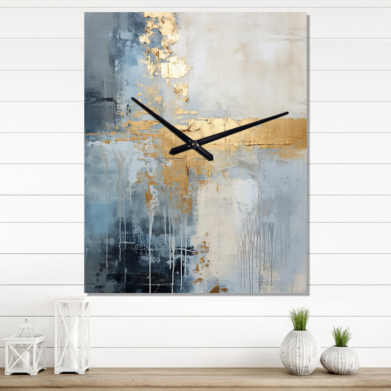 Cacey - Horloge murale moderne paysage d'hiver, Très grand