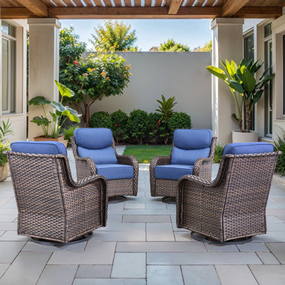 Deb Outdoor Wicker Swivel Rocker Patio Chairs with 6" Thick Cushions by Red Barrel Studio