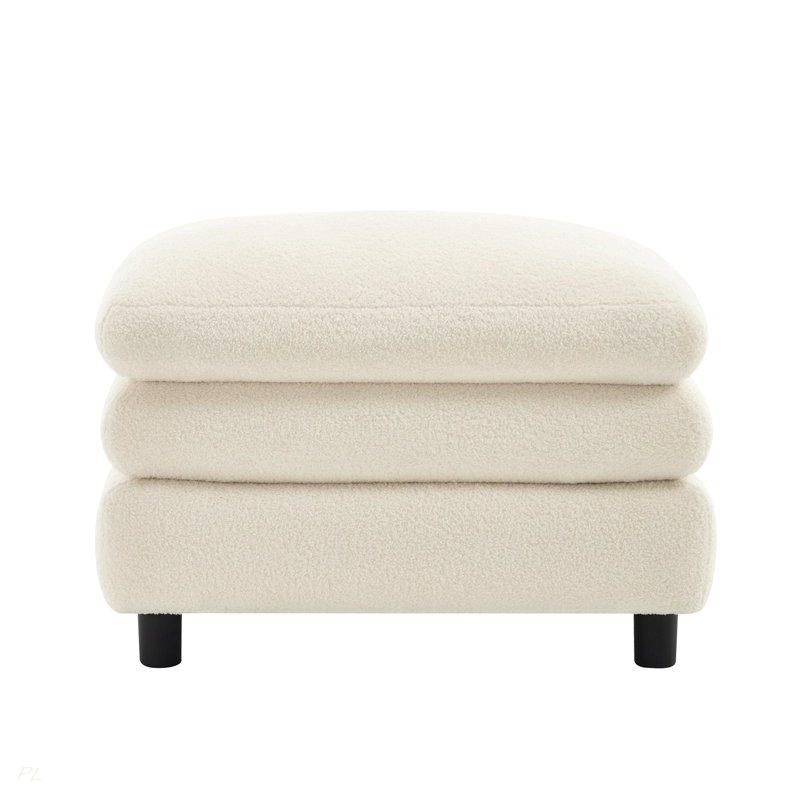 Repose-pieds courbé en tissu Vitoria, Beige White