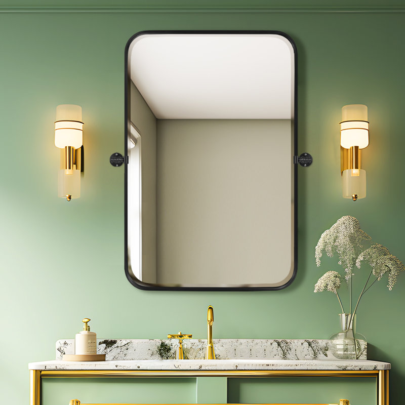 Orth Metal Rectangle Wall Mirror, 36" x 28", Black