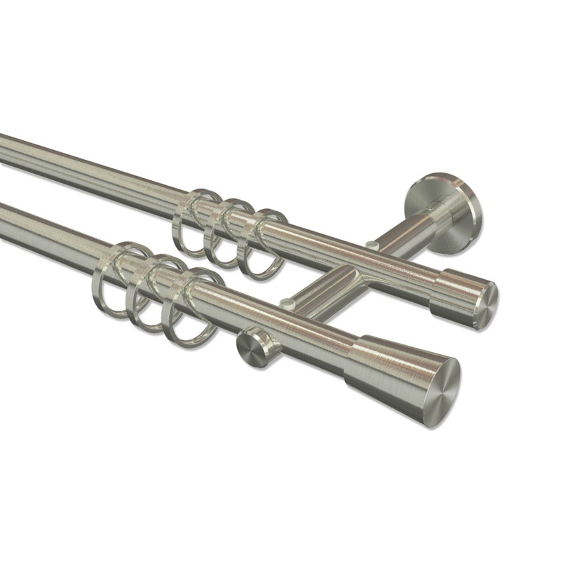 Asberry Curtain Pole Set, Silver, 5cm H x 240cm W x 15cm D