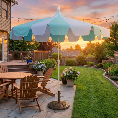 10 pi. Parasol de pagode de patio avec manivelle et inclinaison réglable