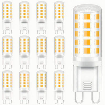 3.5W G9 LED Corn Light Bulbs 12 Pack, 6000K Daylight White, 400LM, Plastic Ceramic Shell, Equivalent 40W T4 G9 Halogen Bulb, 120V G9 Bi-pin Base Chandelier Light, 360° Beam Angle, Non-Dimmable