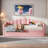 Upholstered Daybed With Pop Up Trundle, Charging Ports, 2 Side Pockets And Curved Backrest Design-793701317