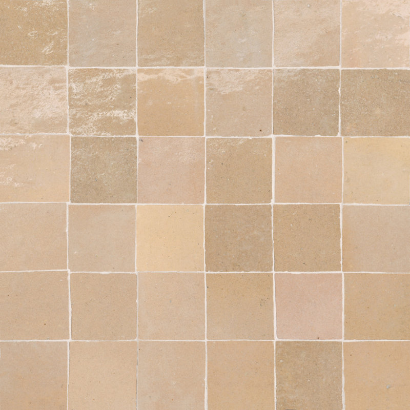 Zagora 2" x 2" Glossy Zellige Mosaic Tile, Ivoire