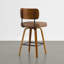 Tabouret de comptoir pivotant rembourré avec structure en bois cintré noyer-599823678-600322160