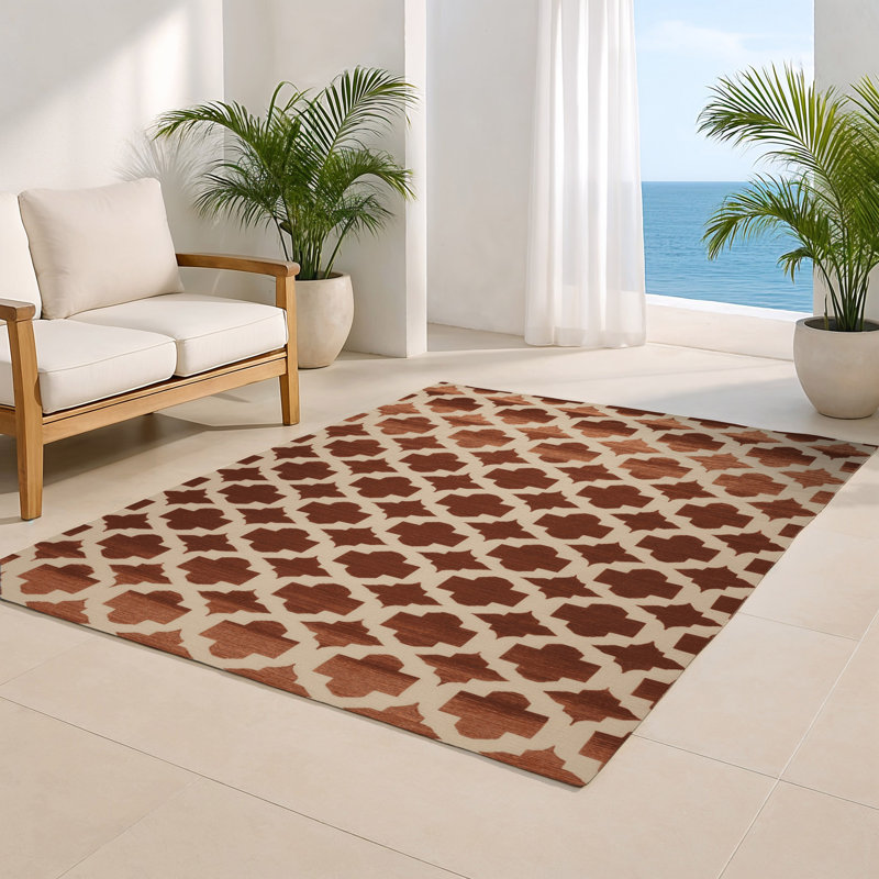 Tapis intérieur et extérieur beige Trellis, Rectangulaire 2 pi x 3 pi