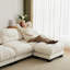 Canapé modulaire confortable à 2 places en tissu de chenille plissé avec siège ergonomique en mousse haute densité, canapé modulaire en forme de L avec repose-pieds, accoudoirs arrondis arrondis et 2 coussins décoratifs ronds, beige
