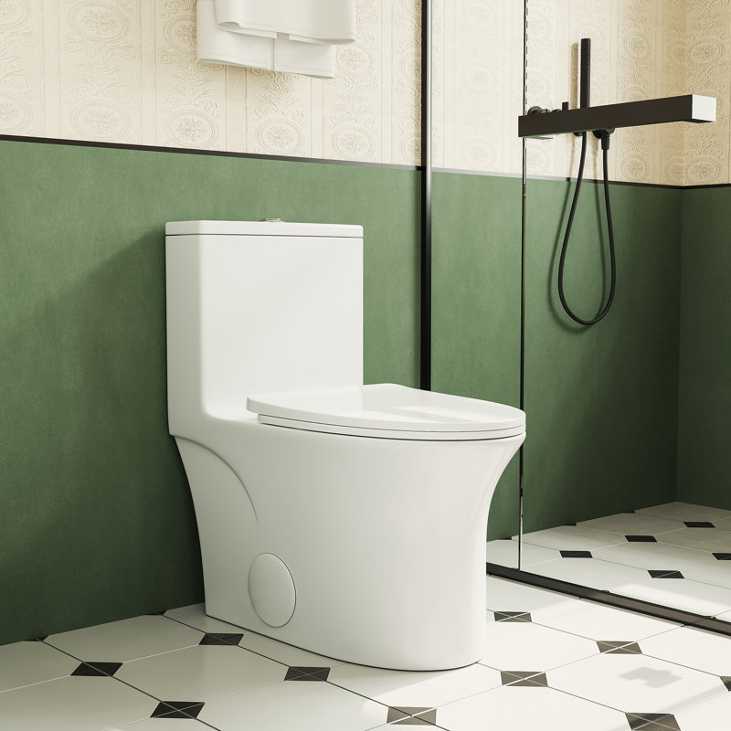 Antimicrobial Ceramic 1.1/1.6 GPF Elongated 29.5"H Comfort Height Floor Mounted One-Piece Toilet, Soft Seat Close, Stain Resistant, Scratch Resistant, Leak Resistant