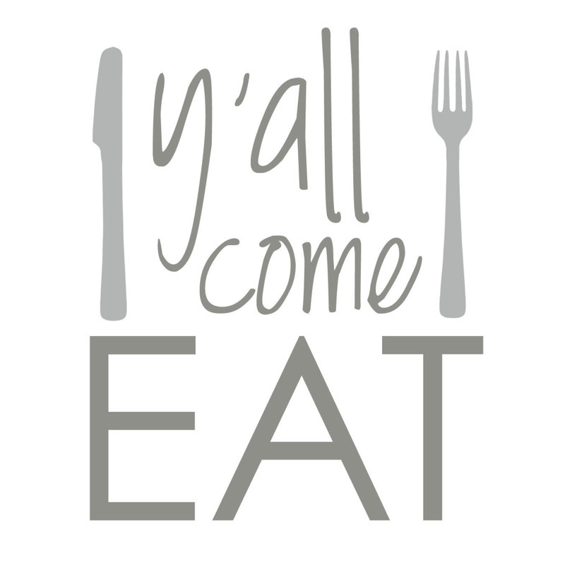 Ya'll Come Eat Grey - Wrapped Canvas Print, 51cm H x 51cm W x 3.8cm D