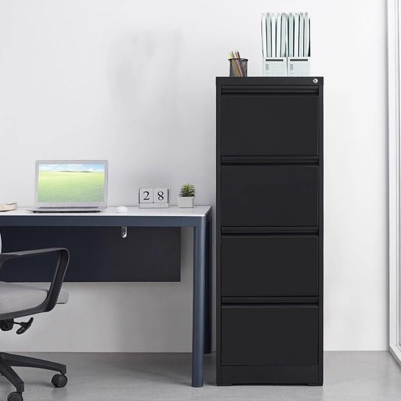 Classeur avec serrure, classeurs verticaux robustes pour bureau à domicile, classeur pour dossiers de format lettre / légal / A4 / F4, assemblage requis