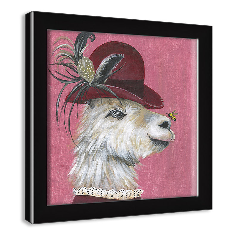 Art sur toile llama, H 9 po x l 9 po x P 1,18 po, Cadre noir