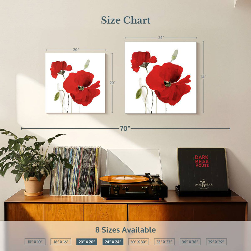 Harnek All Red Poppies I, H 20 po x l 20 po
