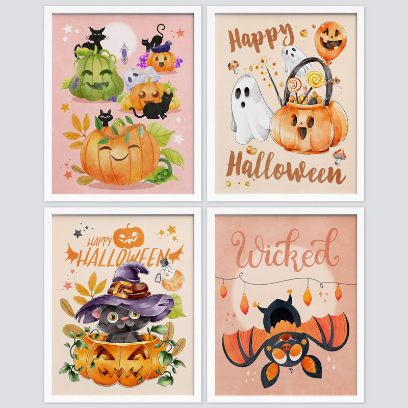 Adorable chauve-souris citrouille d'Halloween, Blanc, H 14 po x l 11 po