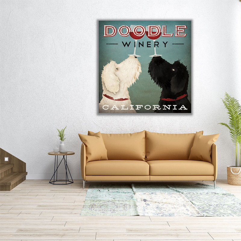 Doodle Wine - Canvas Print Wall Art, 40" H x 40" W
