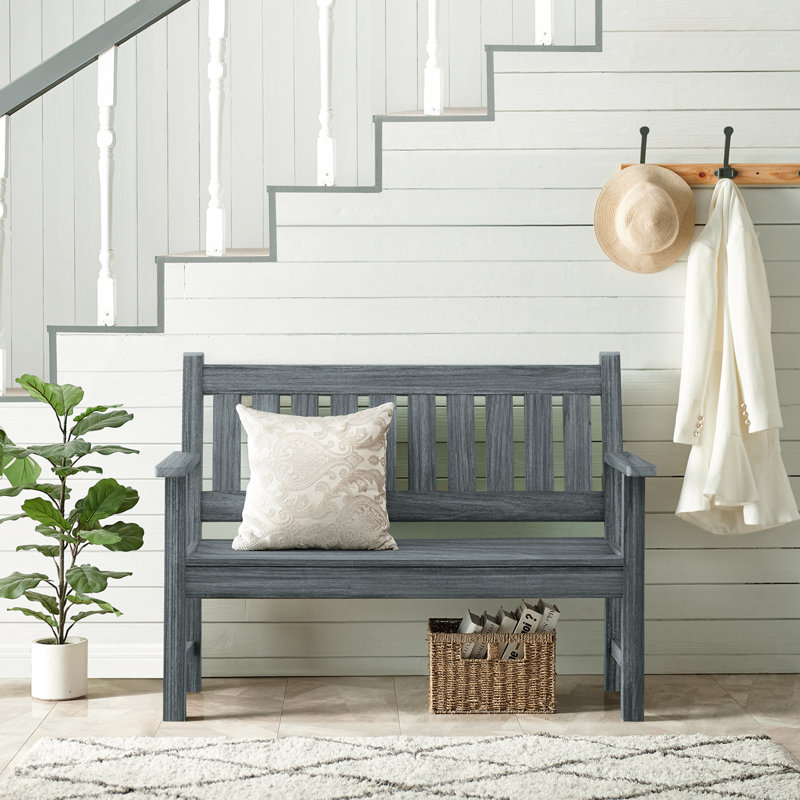 Banc d'extérieur, banc de jardin pour 2 personnes, banc de patio en bois, Dark Gray