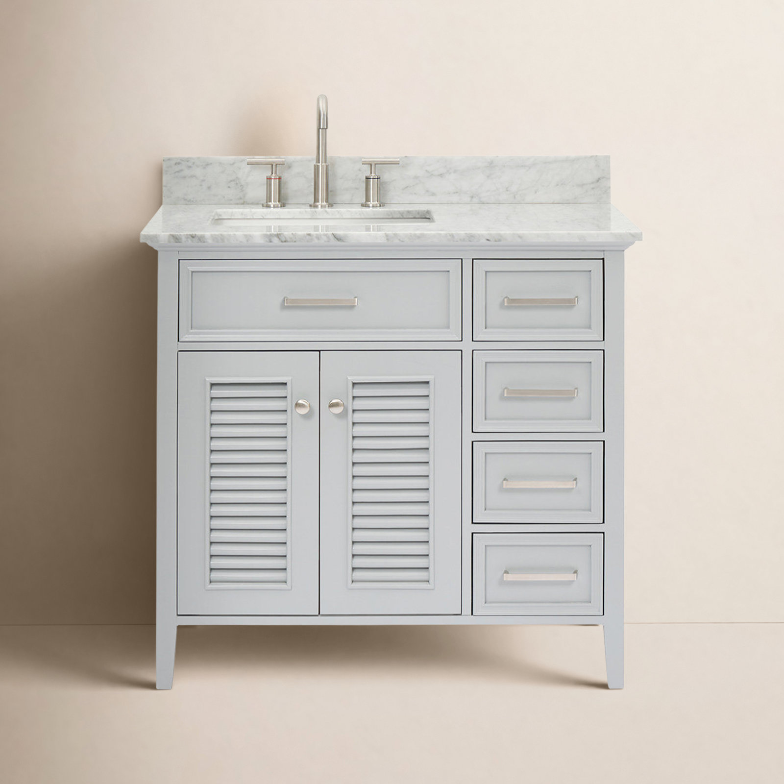 37'' Single Bathroom Vanity, Gray, Left