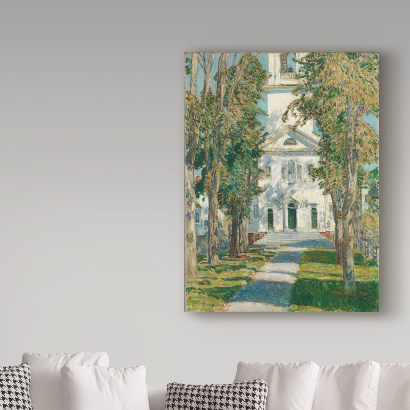 «The Church at Gloucester», reproduction de peinture à l'huile sur toile tendue, H 19 po x l 14 po x P 2 po