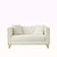 Canapé 58 po en velours Chesterfield de 58 po, canapé 2 places à siège profond, canapé moderne avec têtes de clou à boutons, accoudoirs carrés, meubles de salon, de chambre à coucher et de bureau (beige)-130670357