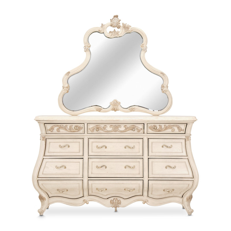 Platine de Royale Dresser & Mirror Set, Champagne