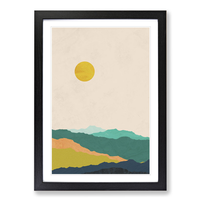 Nordic Minimalist Landscape No.1 - Picture Frame Graphic Art, Black Framed, 36cm H x 27cm W x 2cm D