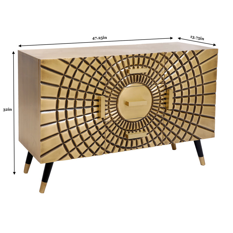 Fevronia 3 Drawer 2 Door Brass Chest