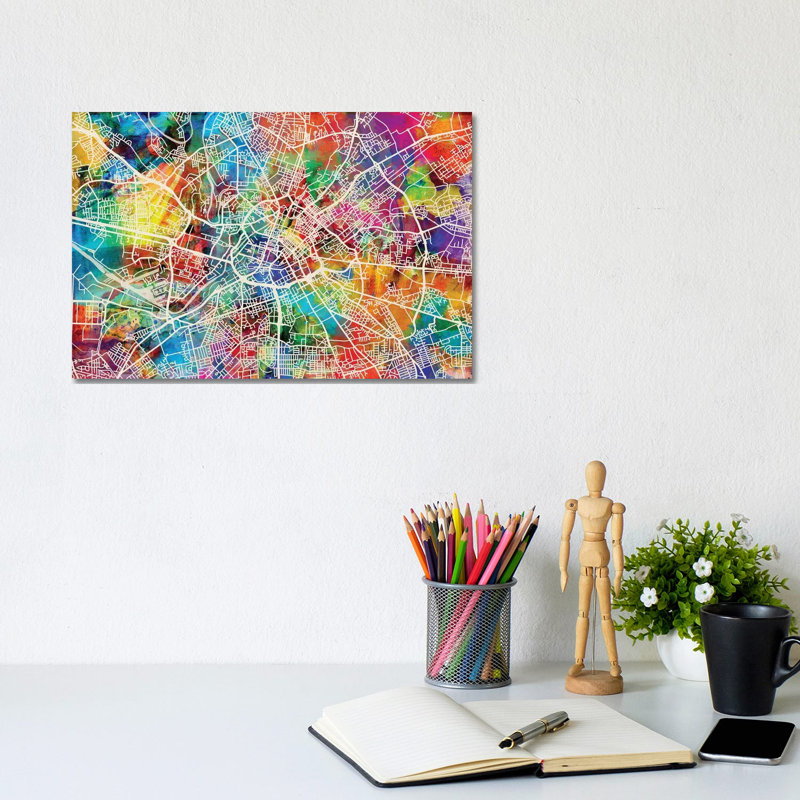 Manchester England Street Map II by Michael Tompsett - Wrapped Canvas Gallery-Wrapped Canvas Giclée, 20.32 cm H x 30.48 cm W