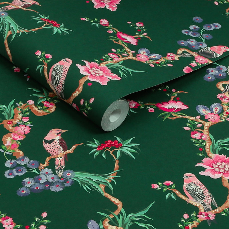 Cath Kidston 304.8m x1.3208m Matte Wallpaper Roll, Emerald
