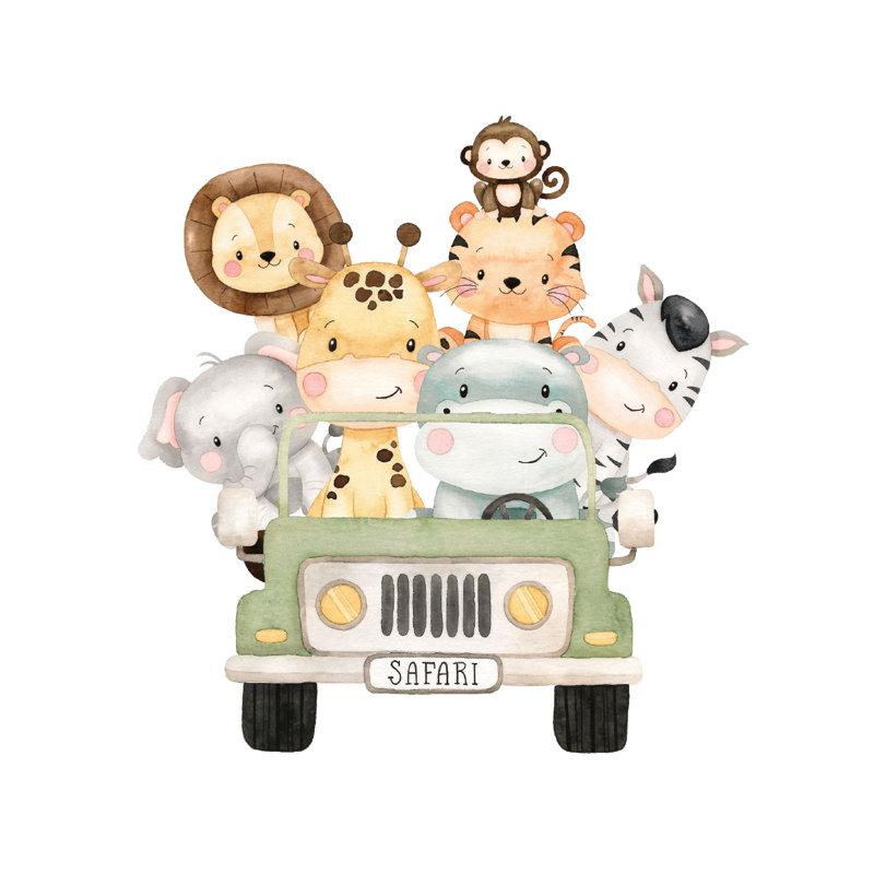 Personalised Safari Jeep Wall Sticker, 44cm H x 42cm W, Yes