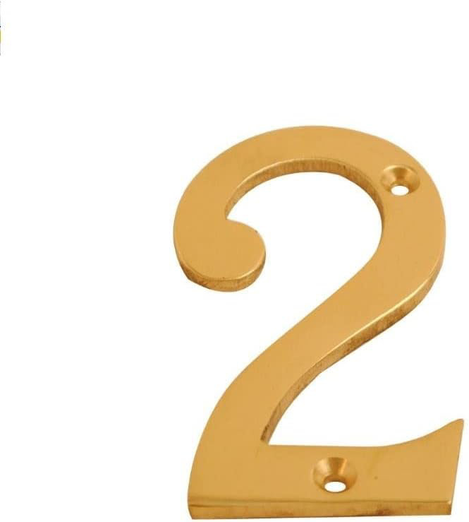 3 inch Brass Door Polished Screw On Front Door Numeral with Fixing Screws for uPVC, Wooden & Composite Exterior Doors