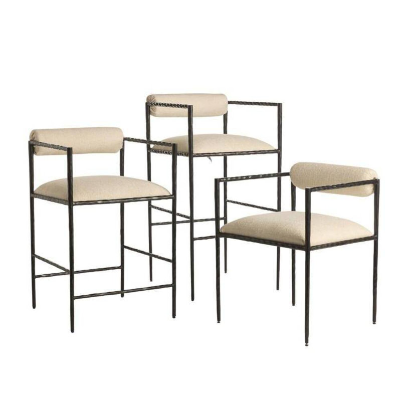 Barbana Bar Stool Oxford White Performance Fabric, Counter Stool (24" Seat Height)
