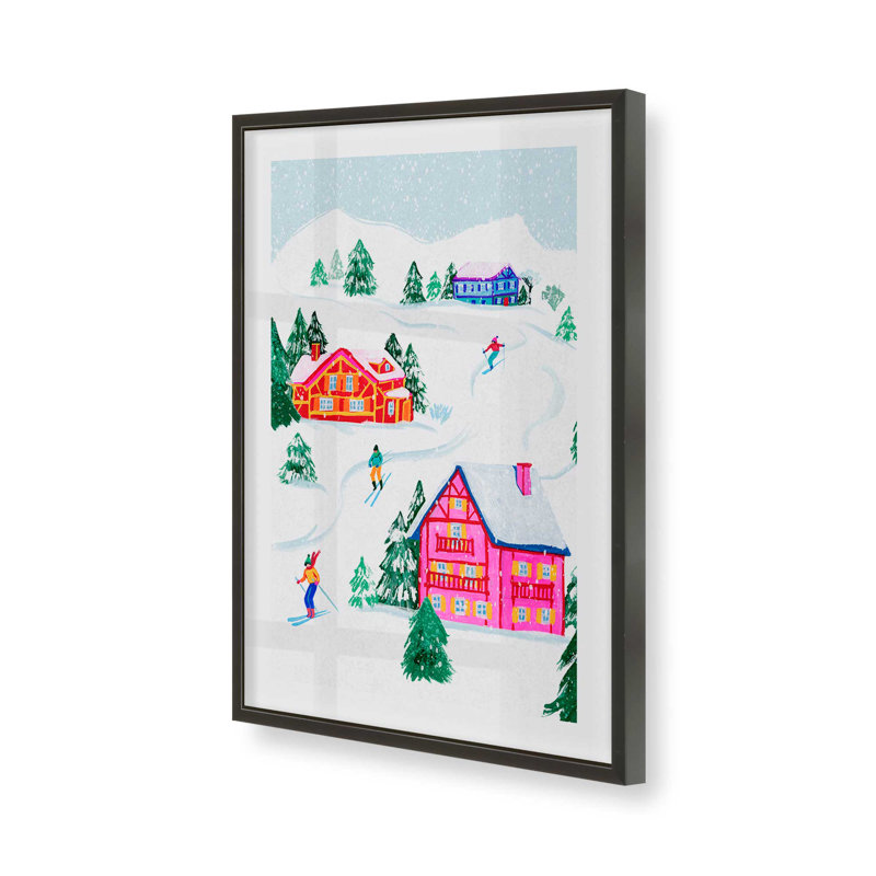 Vibrant Winter Village II, reproduction dans un cadre, H 15 po x l 12 po, Cadre noir satiné