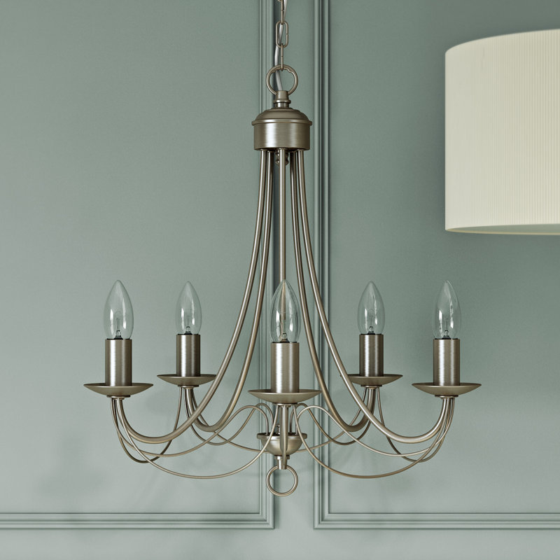 Georgetown Candle Style Chandelier, Antique Brass, 56cm W