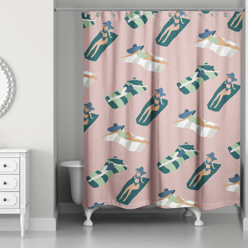 Rideau de douche simple Alfiee, Rose