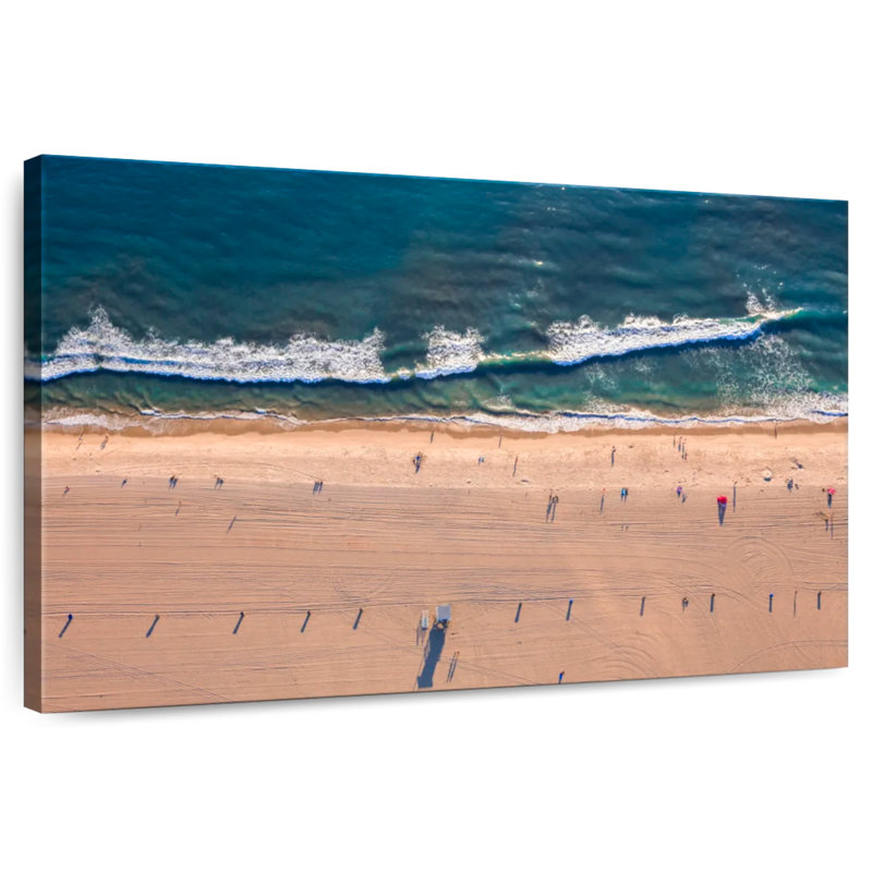 Vue aérienne de la plage Gillard Santa Monica, H 8 po x l 12 po
