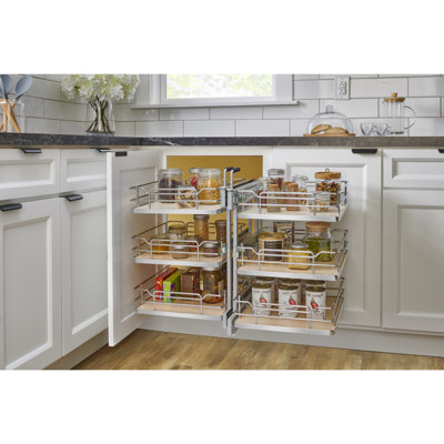 Maple Three-Tier Elite Optimizer w/ Soft-Close for 18" Blind Corner Cabinet Openings