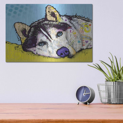 Luxe Metal Art 'Siberian Husky 2' By Dean Russo, M " Siberian Husky 2 " by Dean Russo Painting Print