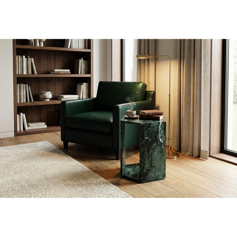 Table de chevet en marbre de luxe, finition polie, décor fonctionnel et élégant, surface naturelle d'une hauteur de 15,7 po, ajout élégant