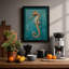 Seahorse on Weathered Blue Coastal - Framed Print-1502140473-1502140475